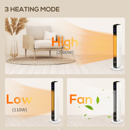 1100W/2200W Space Heater with 65° Oscillation, Electric Heater with 2 Heat and Fan, 8-Hour Timer