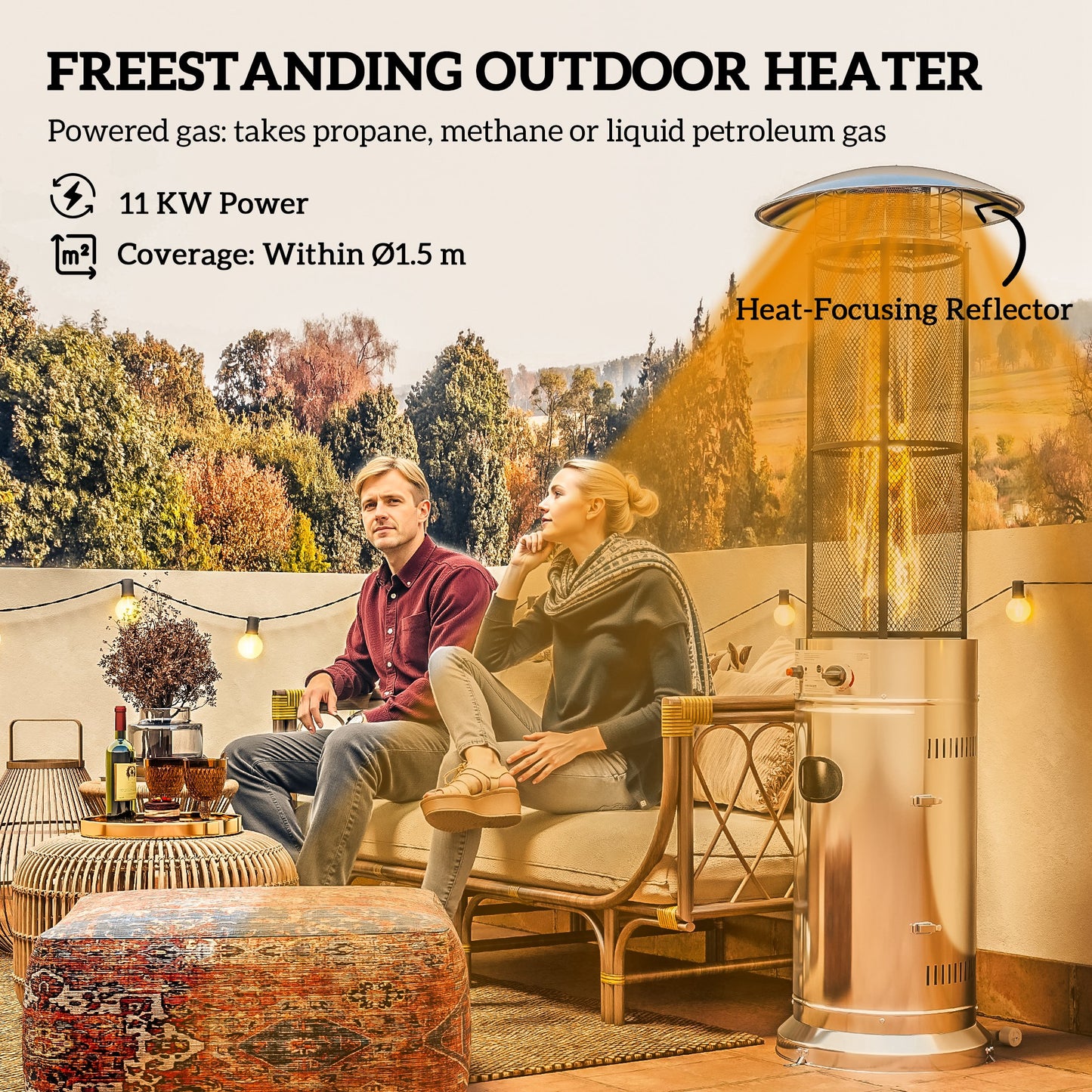 11Kw Adjustable Heat Gas Patio Heater