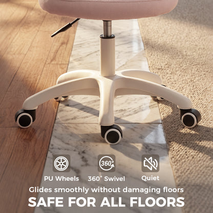 Office Chair, Armless Computer Desk Chair with Breathable Mesh, Adjustable Height, Swivel Wheels, Pink