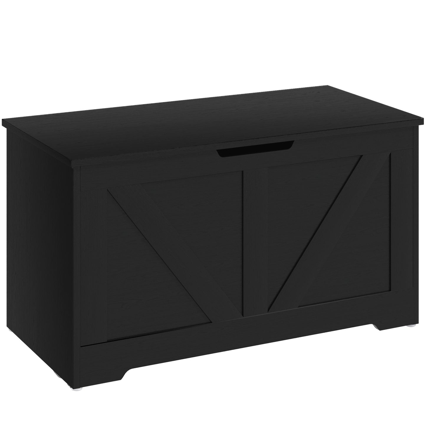 100L Home Storage Box, with Safety Hinge - Black Wood-Effect