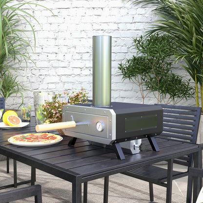 Portable Wood Pellet Pizza Oven with 12" / 30cm Rotating Pizza Stone, Peel and Cover, Wood Fired Pizza Maker