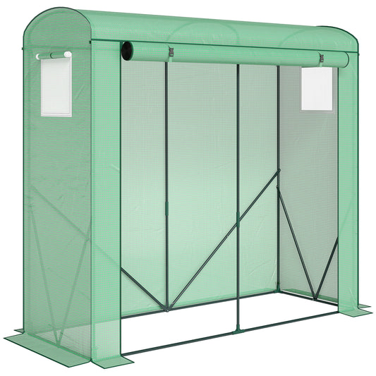 Mini Greenhouse, Garden Tomato Growhouse with Roll-Up Door and 2 Mesh Windows, PE Cover, 200 x 75 x 188 cm, Green