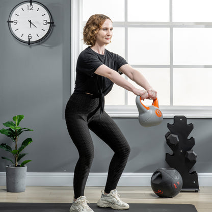 Kettlebell, 8kg Kettle Bells with Handle for Home Gym Weight Lifting and Strength Training, Orange and Grey