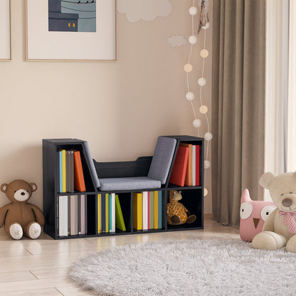 Bookcase with Cushioned Reading Seat – Black