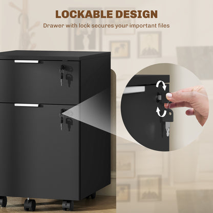 Two-Drawer Lockable Filing Cabinet - Black