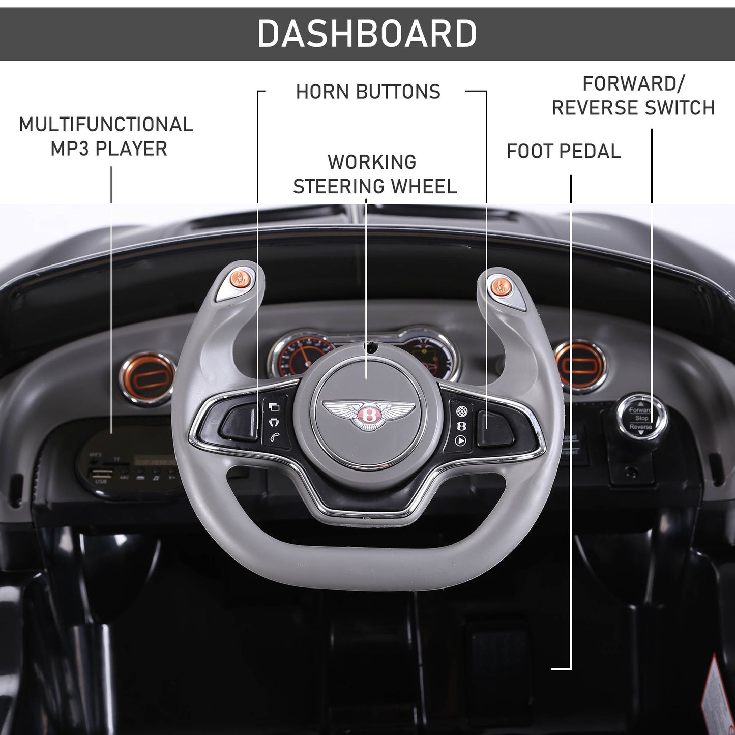 Bentley GT Licensed 12V Electric Car for Kids, Kid's Electric Ride on with Remote Control, Ride on Car with LED Lights