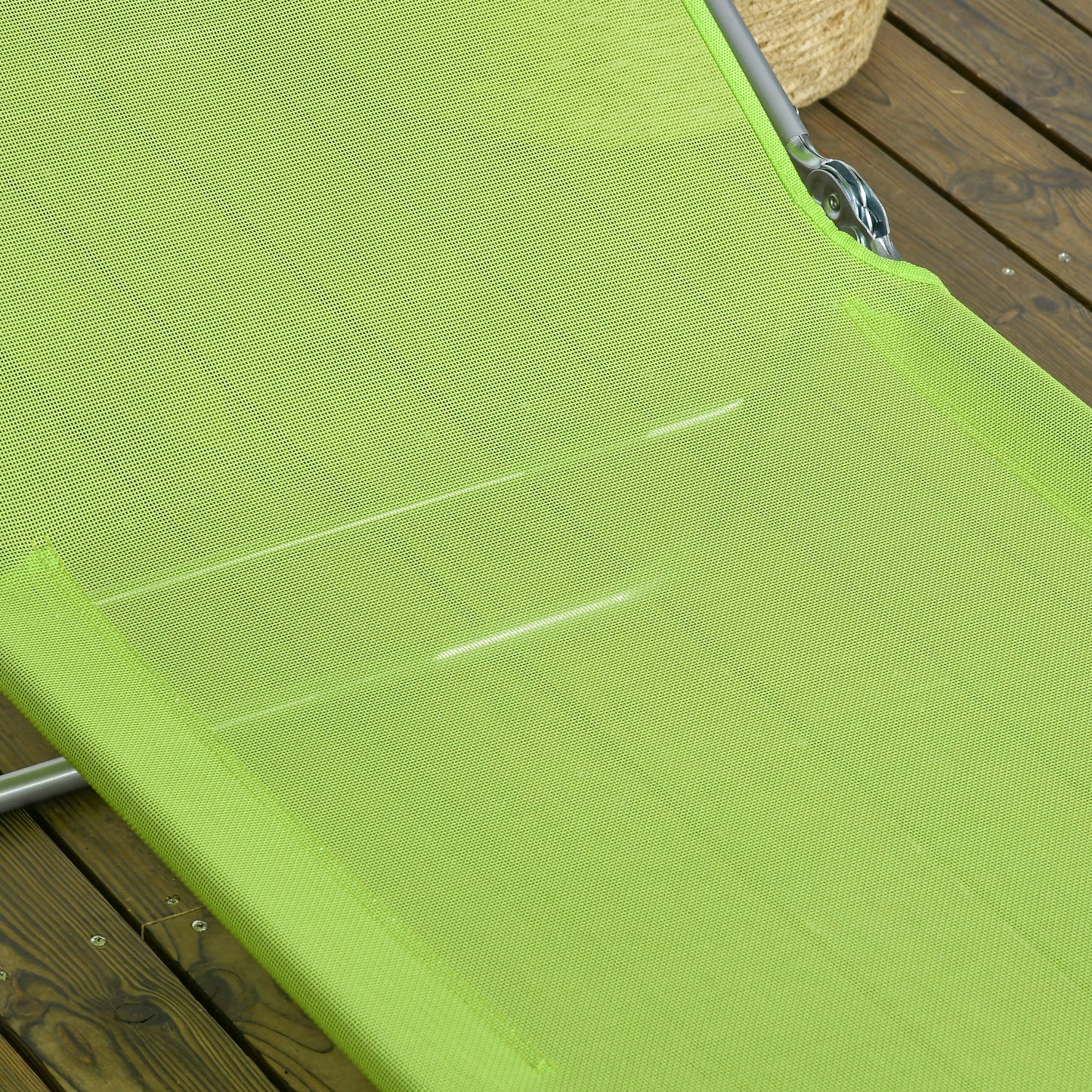 Set of Two Steel Frame Sun Loungers, with Reclining Backs - Green