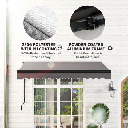 2.5 x 2m Electric Awning with LED Light and Remote Controller, Aluminium Frame DIY Retractable Awning