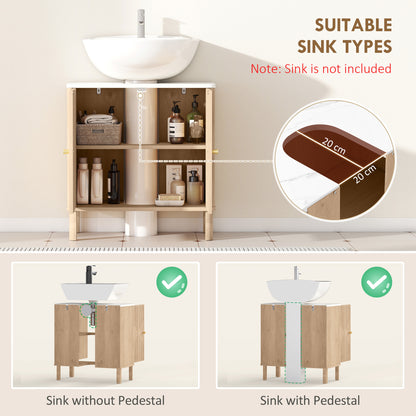 Under Sink Bathroom Cabinet for Basin without or with Pedestal - Oak