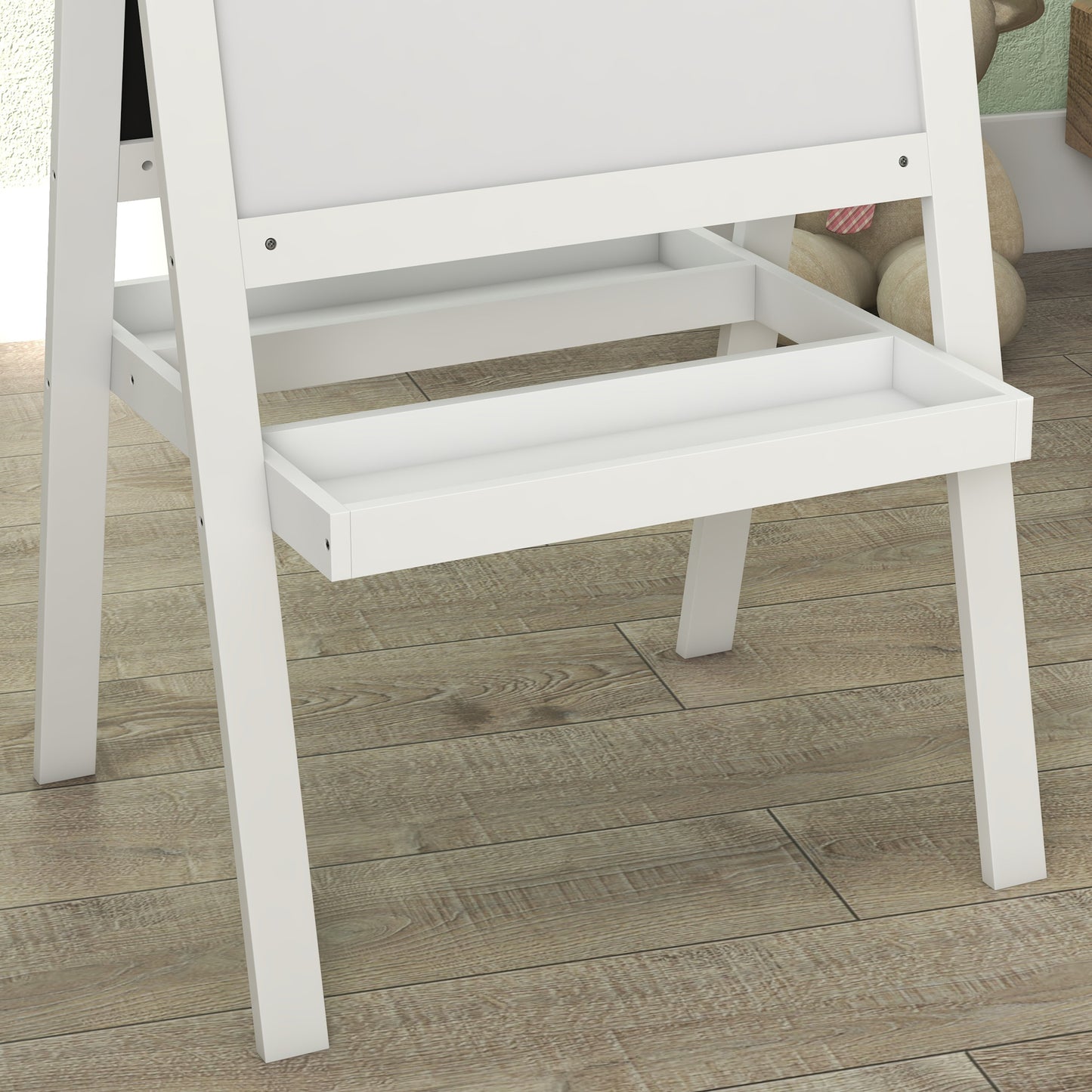 Kids Easel, Art Easel with Double Sided Whiteboard, Chalkboard, Storage, 2 in 1 Standing Easel for Toddlers 18-48 Months