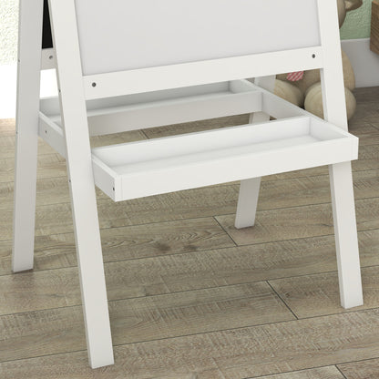 Kids Easel, Art Easel with Double Sided Whiteboard, Chalkboard, Storage, 2 in 1 Standing Easel for Toddlers 18-48 Months