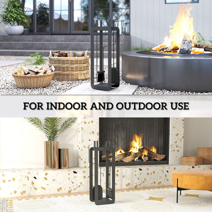 5 Pieces Fireplace Companion Set, Metal Fireplace Accessories Fireside Companion Set with Brush, Shovel, Poker