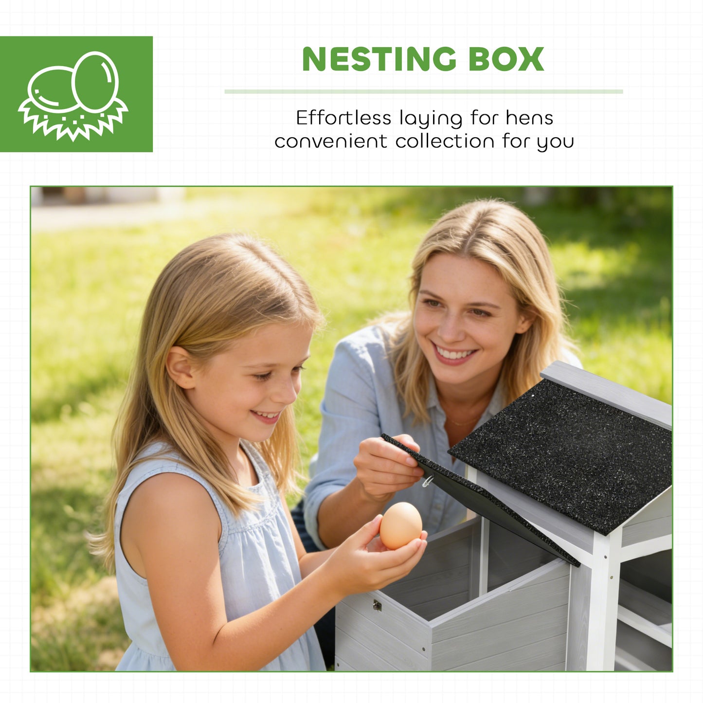 Wooden Chicken Coop with Pull-Out Tray Nesting Box for 1-2 Chickens
