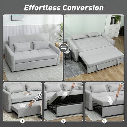 Three-Way Two-Seater Sofa Bed - Light Grey