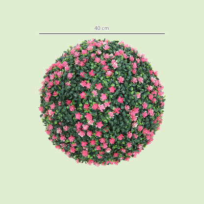Set of Two Artificial Boxwood Balls Plants - Pink