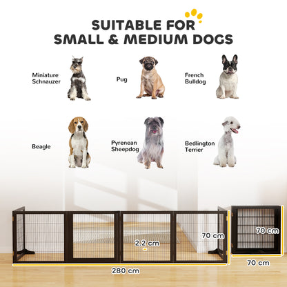 Wooden Pet Gate, Freestanding Dog Security Barrier with Two Support Feet - Black