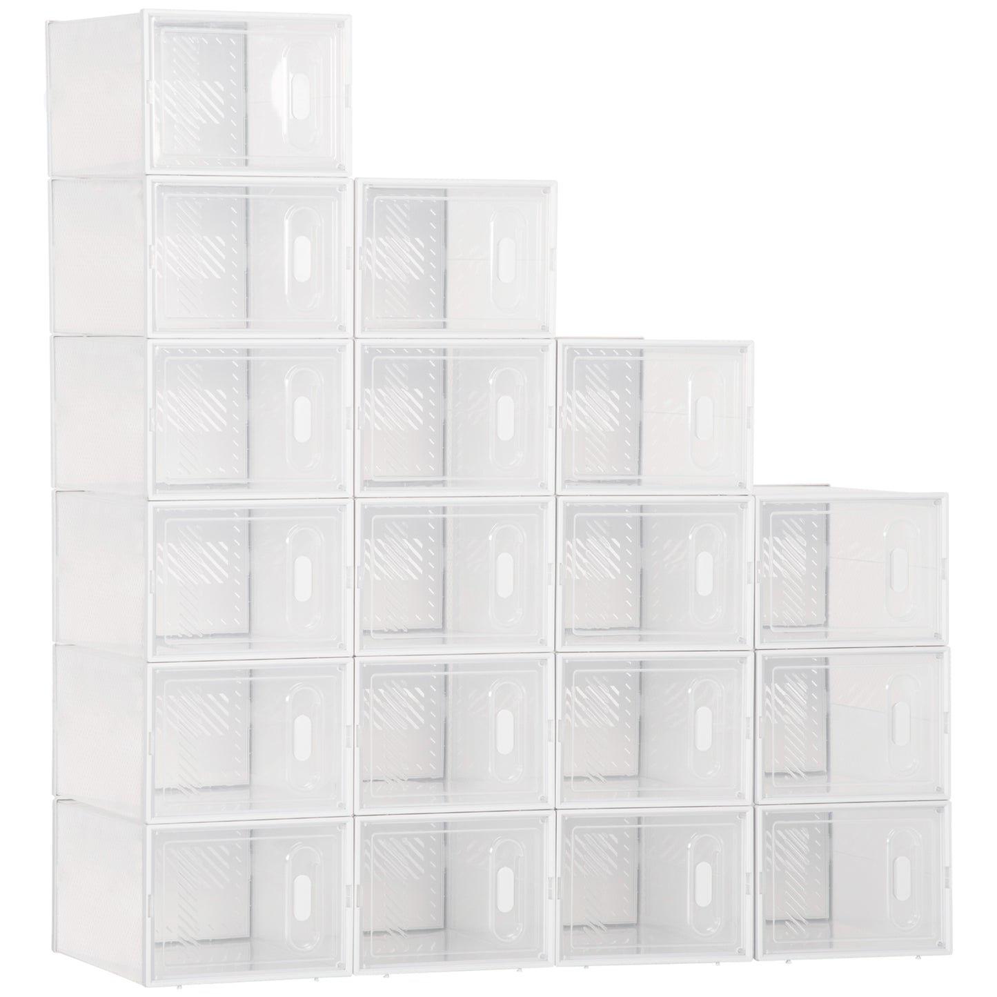 18PCS Clear Shoe Box, Plastic Stackable Shoe Storage Box for UK/EU Size up to 8.5/43 with Magnetic Door for Women/Men