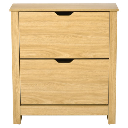 Narrow Shoe Cabinet, Space Saving Shoe Storage Cabinet with 2 Flip Drawers and Adjustable Shelves for 6-12 Pairs of Shoes for
