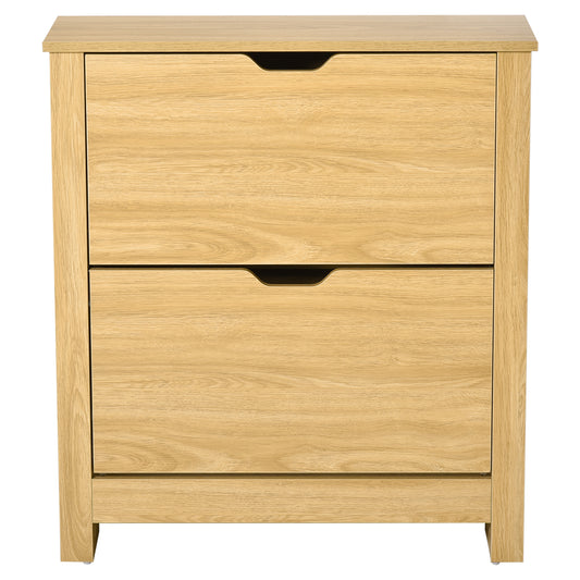 Narrow Shoe Cabinet, Space Saving Shoe Storage Cabinet with 2 Flip Drawers and Adjustable Shelves for 6-12 Pairs of Shoes for