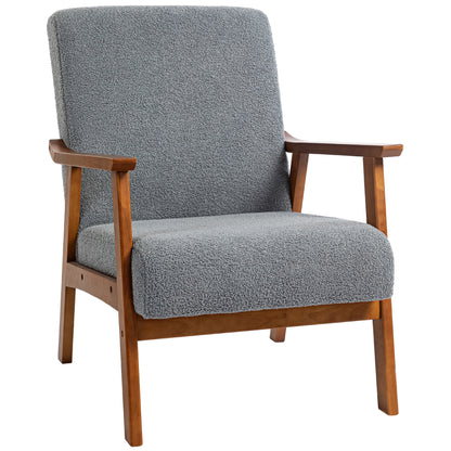 Armchair with Wide Seat, Boucle Accent Chair, Thick Padded Occasional Chair