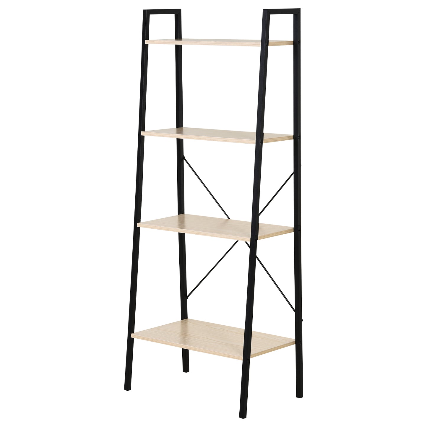 4-Tier Industrial Ladder Shelf – Oak & Black