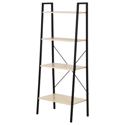 4-Tier Industrial Ladder Shelf – Oak & Black