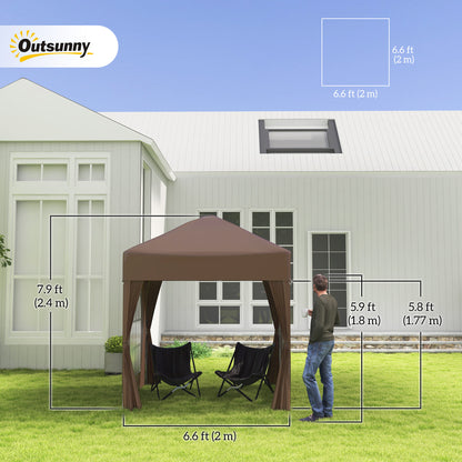 2 x 2 m Garden Pop Up Gazebo, Wedding Party Tent Marquee, Water Resistant Awning Canopy with Sidewalls, Windows, Carry Bag