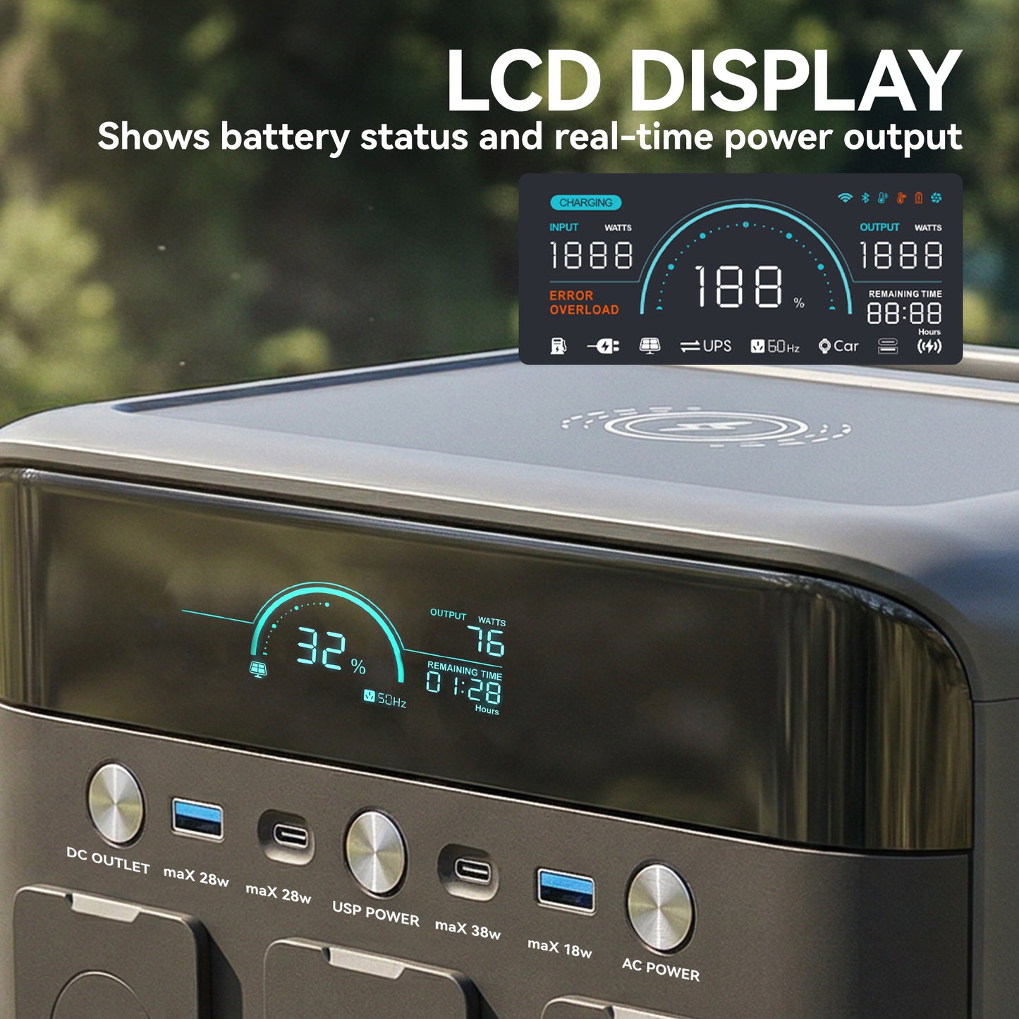 Portable Power Station with LiFePO4 Battery, 1.5H Fast Charge, Camping Power Pack with 600W AC/USB-A & USB-C Output