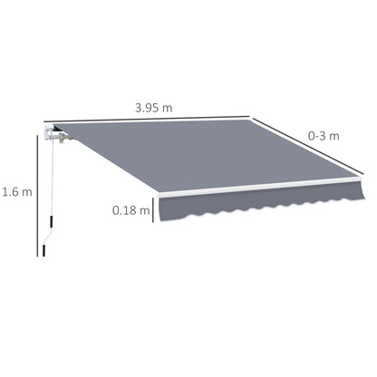 Manual Retractable Awning, size (4m x3m)-Grey