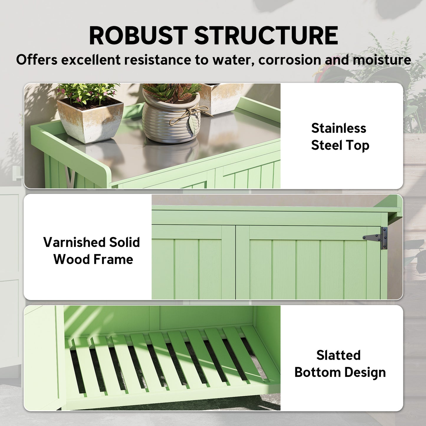 Wooden Garden Shed, Garden Tool Storage Shed with Hinged Roof and Shelf, Outdoor Storage Cabinet with Double Doors