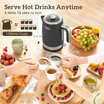 Sleek Textured Kettle and Toaster Set - Black