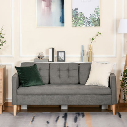 3 Seater Storage Sofa, Fabric Couch with Hidden Under Seat Storage, Thick Cushions