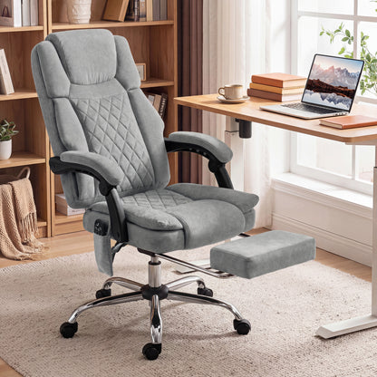 Office Chair with 6-Point Vibration Massage and Heat, Executive Computer Desk Chair with High Back, Reclining, Grey