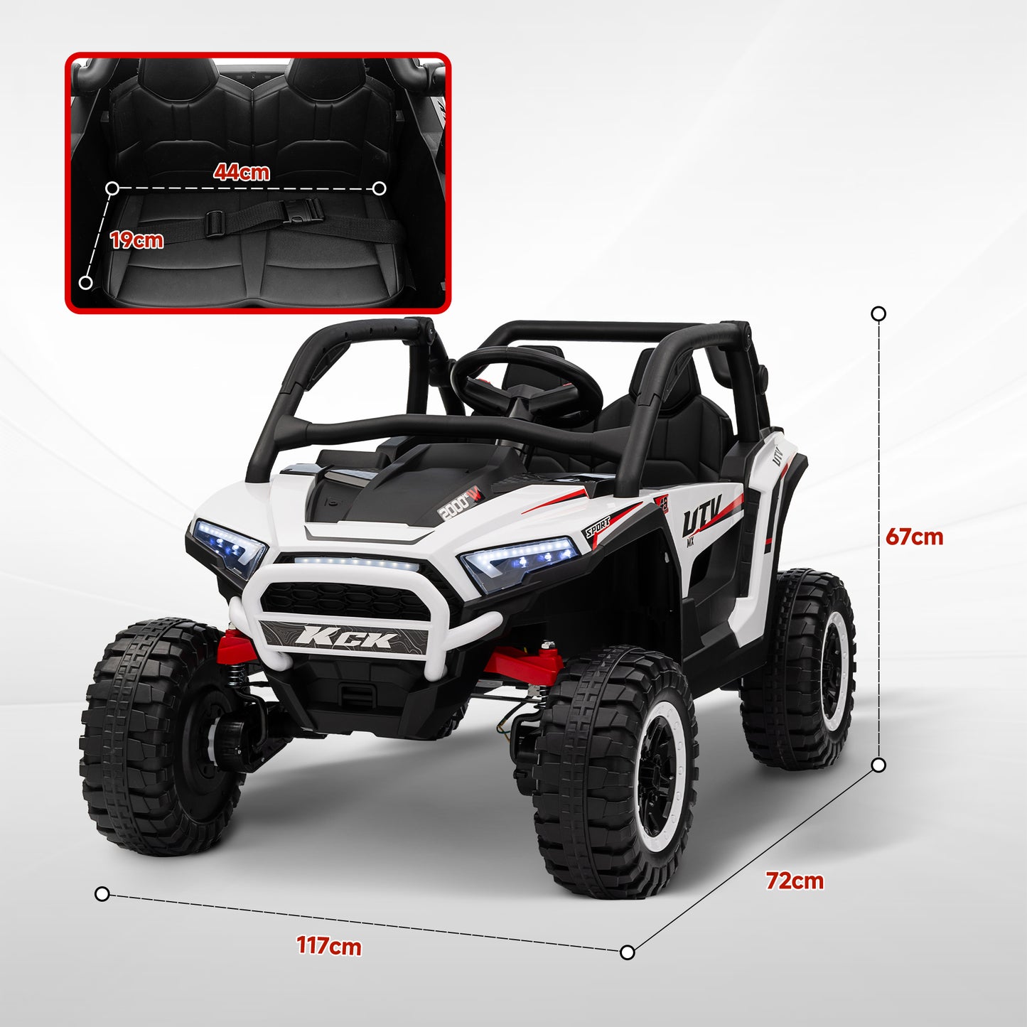 2 Seater 24V 7AH Ride on Truck, Battery Powered Electric Ride On Car w/ Remote, Suspension, 3 Speeds, White
