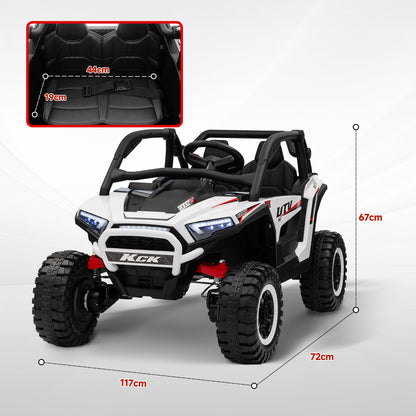 2 Seater 24V 7AH Ride on Truck, Battery Powered Electric Ride On Car w/ Remote, Suspension, 3 Speeds, White