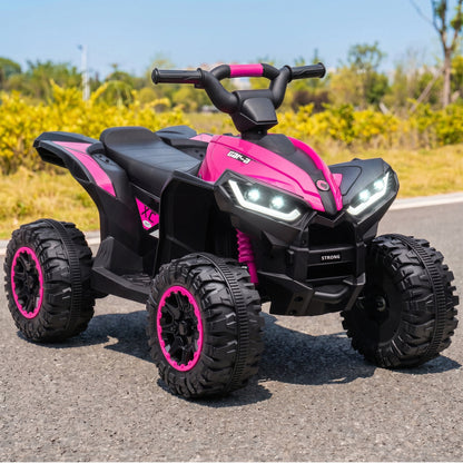 12V Ride-On Quad Bike w/ Music, Horn, for Ages 3-5 Years - Pink