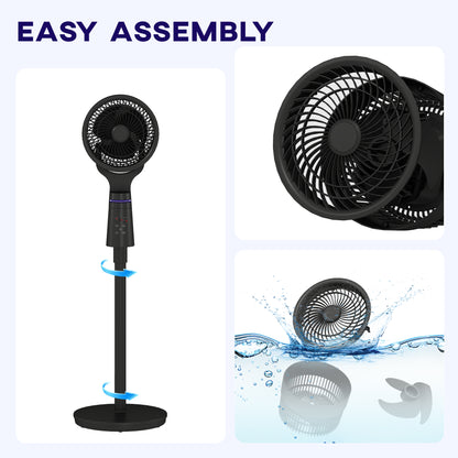 Pedestal Air Circulation Fan with Oscillating, Light Off, Black