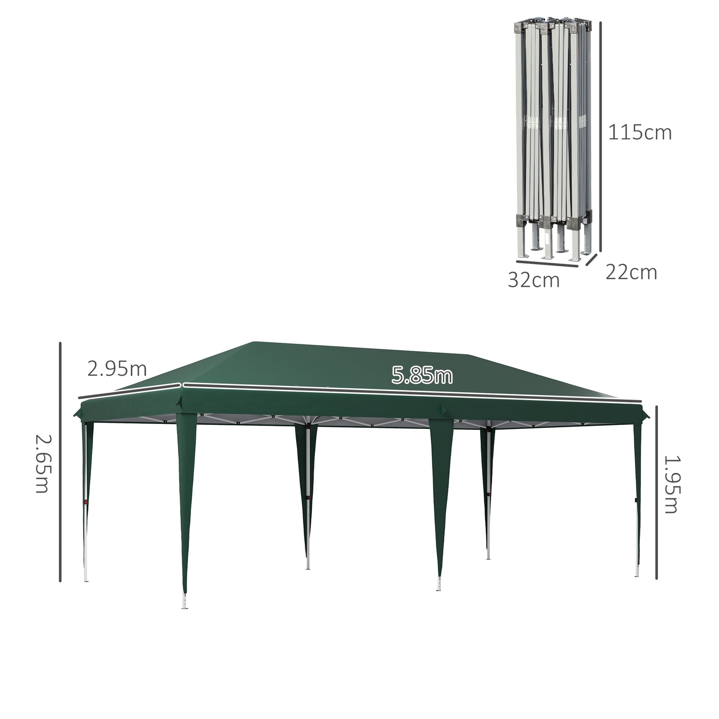 6 x 3 m Pop-Up Steel Frame Gazebo - Green