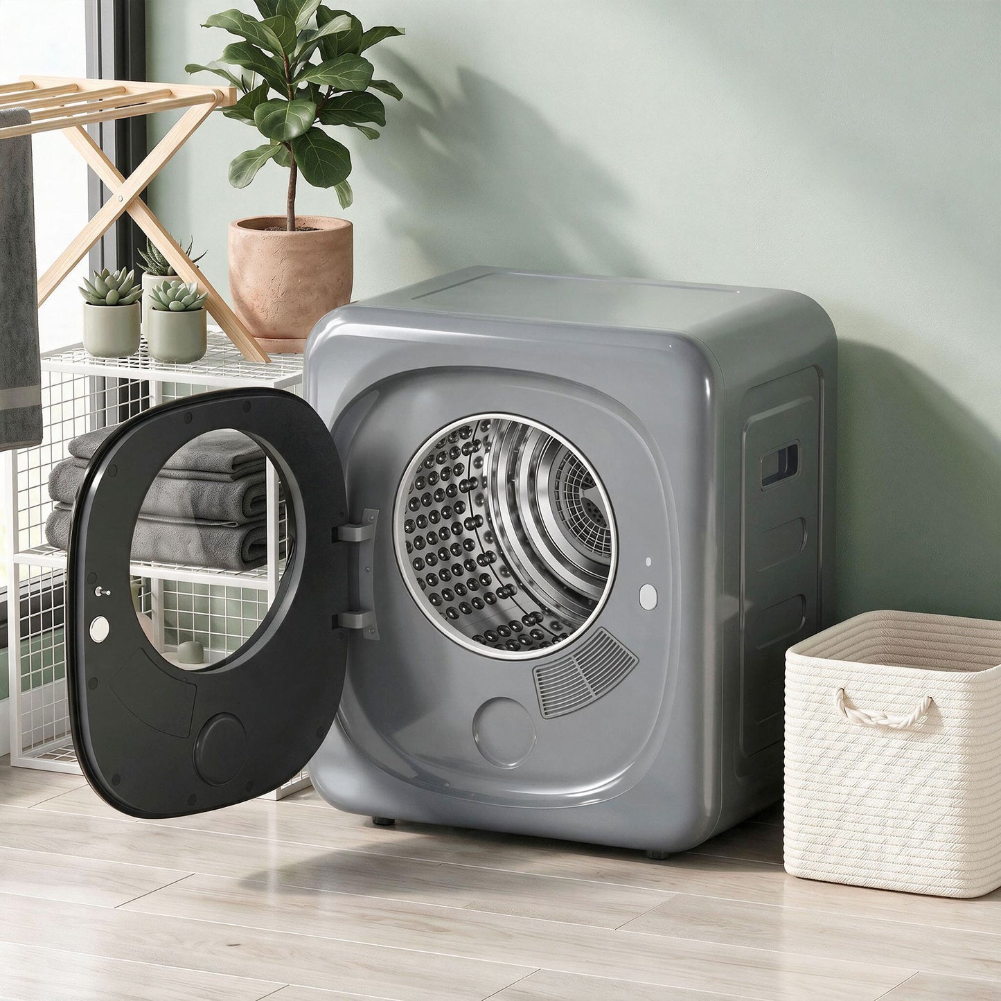 4kg Vented Tumble Dryer with 5 Drying Mode, 800W Compact Freestanding Front Tumble Dryer, Silver