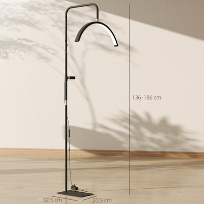 Half Moon Lash Light, 350° Rotatable Head, 7 Colours, Dimmable Beauty Floor Lamp, Black