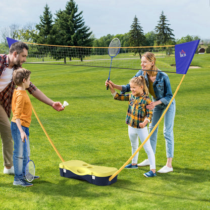 2.8m Portable Folding Badminton Net Set with 4 Badminton Rackets and 2 Nylon Shuttlecocks for Adults Kids Indoor Outdoor