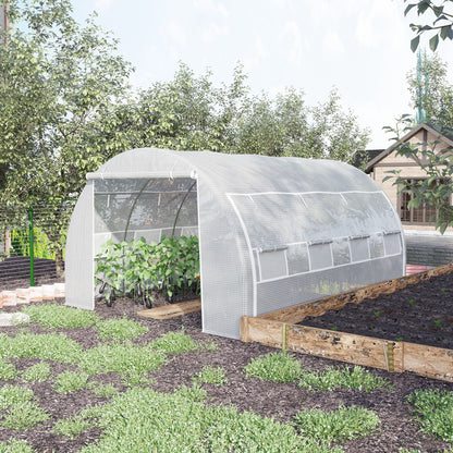 4 x 3 x 2 m Polytunnel Greenhouse with Roll-up Side Walls, Walk-in Grow House Tent with Steel Frame, Reinforced Cover