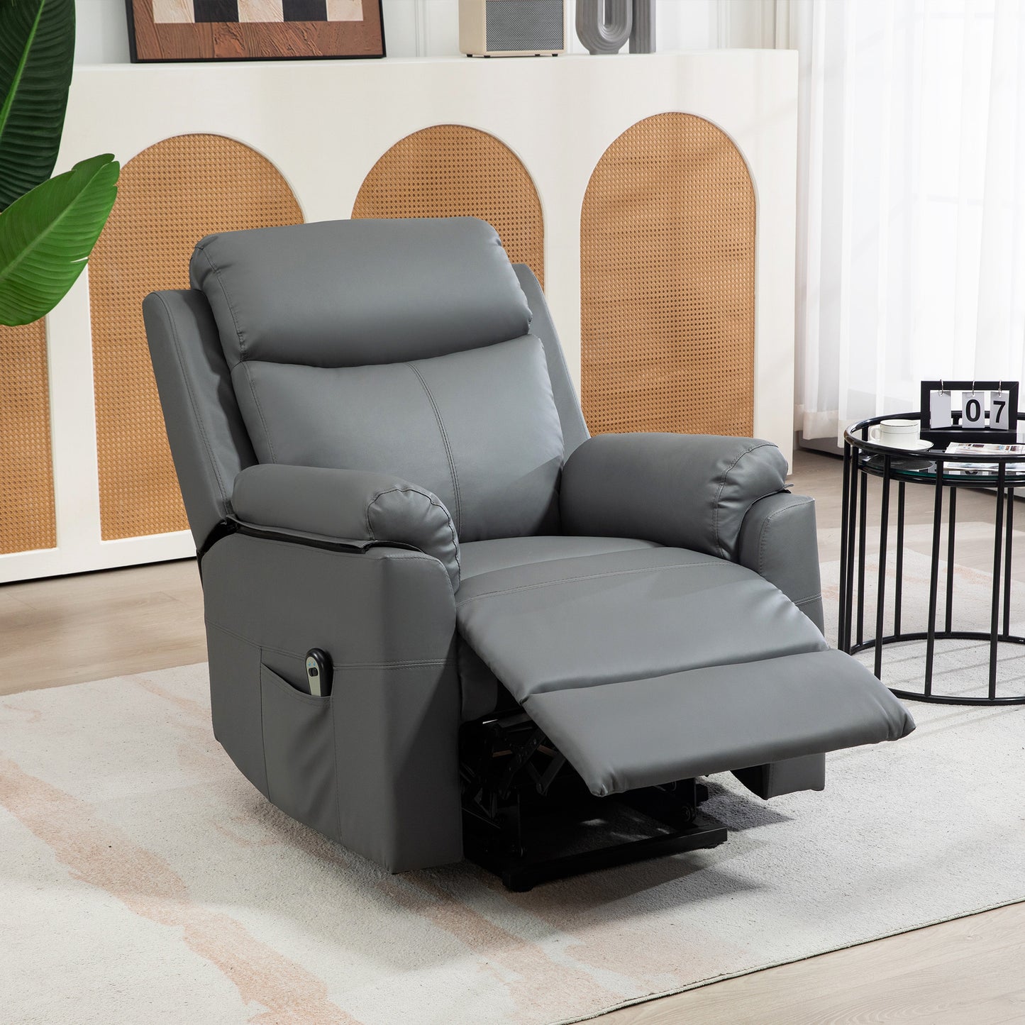 Faux Leather 70° Electric Riser Recliner Chair, Charcoal Grey