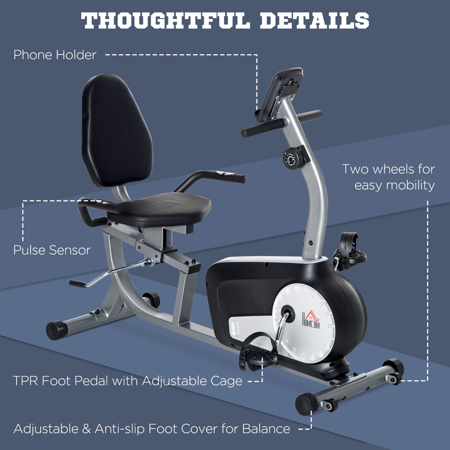 Exercise Bike with LCD Display, Stationary Bike with Quiet 8-Level Magnetic Resistance, Adjustable Seat and Backrest