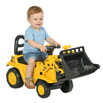 Ride On Tractor, 3 in 1 Ride On Excavator Toy, Toddler Digger Bulldozer with Storage, Pretend Play Construction Truck