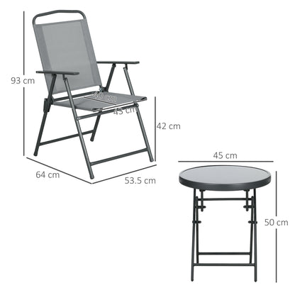 Three-Piece Garden Seat Set, with Glass-Top Table - Light Grey