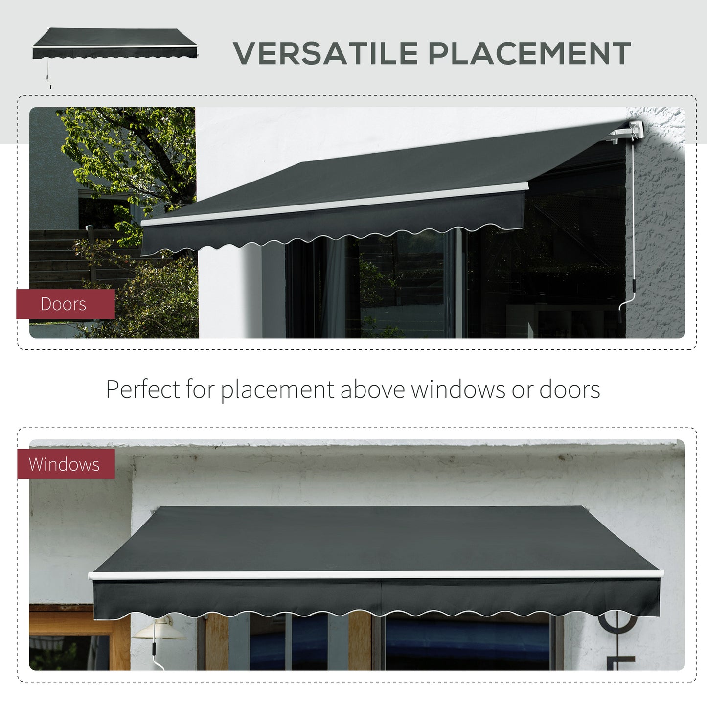 3.5M x 2.5M Manual Awning Canopy Retractable Sun Shade Shelter for Garden Patio