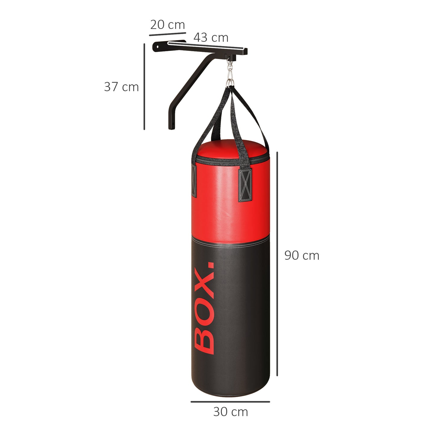 Unfilled Punching Bag Set with Boxing Bag Bracket, Boxing Gloves, Hand Wraps and 360° Swivel Hook
