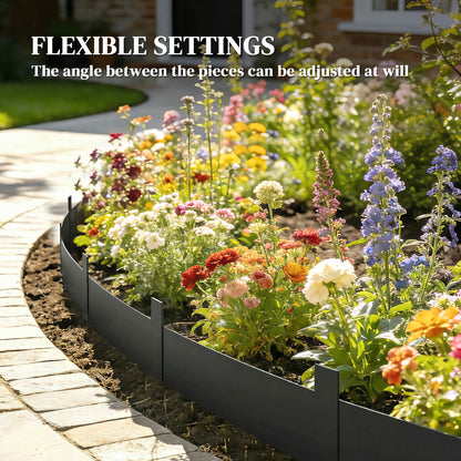 5pcs Garden Fence, Metal Picket Fence Panels, 102x15cm, Black