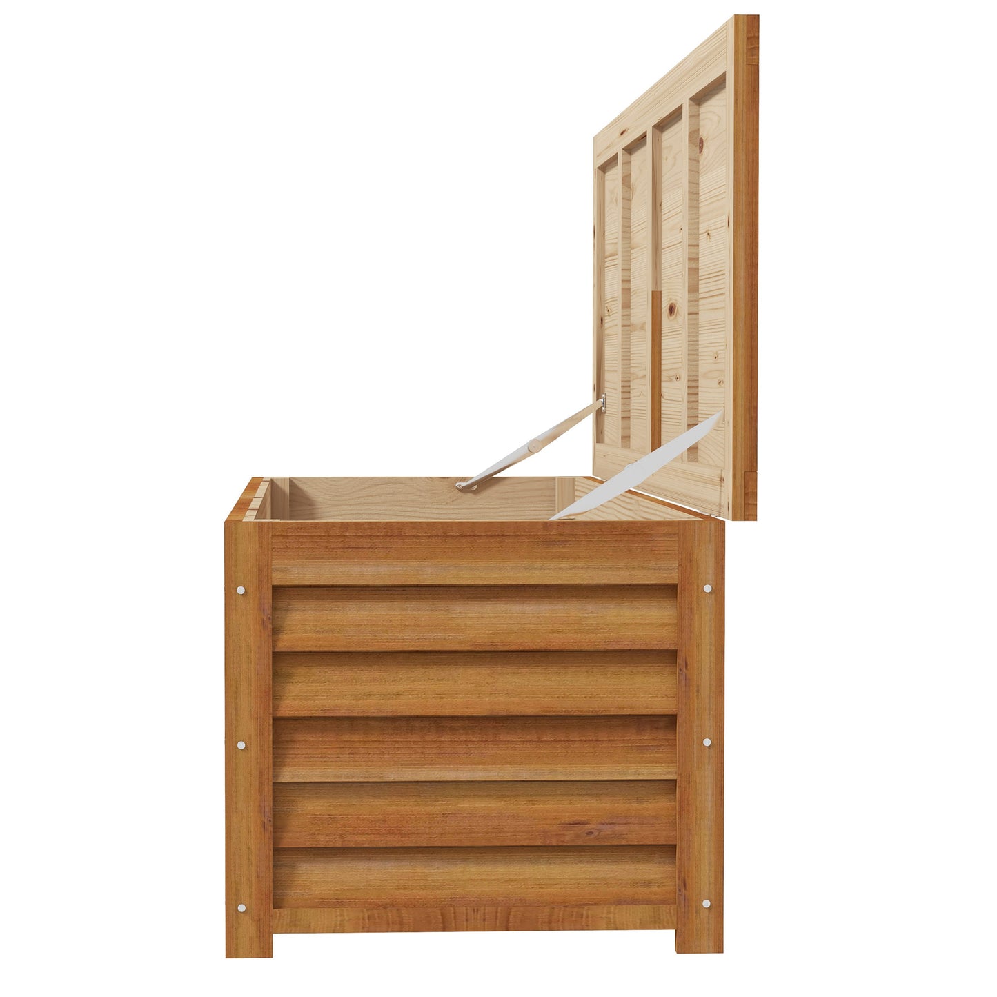 292L Outdoor Storage Box, Wooden Deck Box Garden Storage Container for Balcony, Porch, Poolside, Light Brown